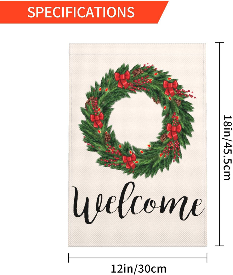 Christmas Wreath Burlap Garden Flag, Double Sided Vertical House Flags, Welcome to Our Home Banners Farmhouse Yard Outdoor Decoration 12.5 x 18 Inch Home & Garden > Decor > Seasonal & Holiday Decorations& Garden > Decor > Seasonal & Holiday Decorations SUMILUOCHEN   