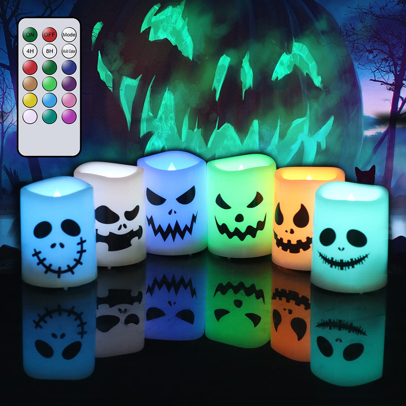 GenSwin Halloween Flameless Votive Candles Color Changing with Remote Timer, Battery Operated LED Tealight Candles for Halloween Home Decoration Gifts(6 Pack, 1.5” x 2”)(Battery Included) Arts & Entertainment > Party & Celebration > Party Supplies GenSwin Default Title  