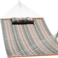 Lazy Daze Hammocks Double Quilted Fabric Hammock with Spreader Bars and Detachable Pillow, 2 Person Hammock for Outdoor Patio Backyard Poolside, 450 LBS Weight Capacity, Soft Yellow Home & Garden > Lawn & Garden > Outdoor Living > Hammocks Lazy Daze Hammocks Mixed Green & Brown Stripe  