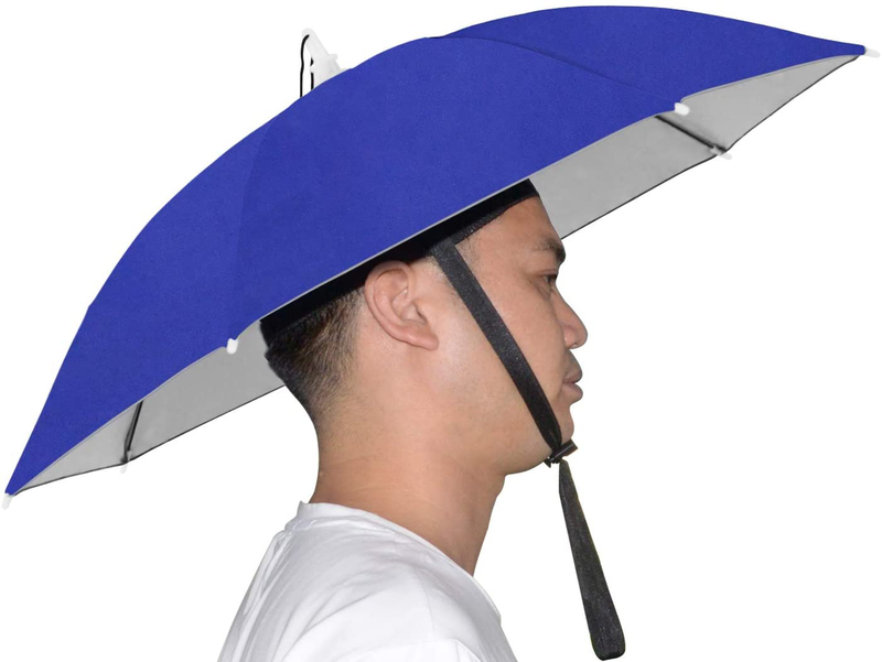 NEW-Vi Umbrella Hat, 25 inch Hands Free Umbrella Cap for Adults and Kids, Fishing Golf Gardening Sunshade Outdoor Headwear (Blue/Silver 2 Pcs) Home & Garden > Lawn & Garden > Outdoor Living > Outdoor Umbrella & Sunshade Accessories NEW-Vi Blue/Silver  