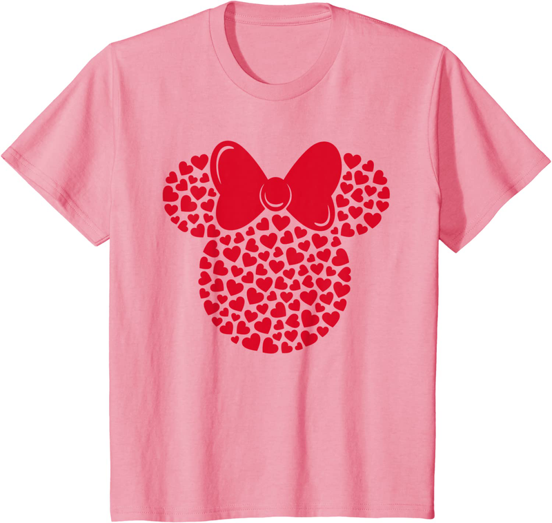 Disney Minnie Mouse Icon Filled with Hearts T-Shirt Home & Garden > Decor > Seasonal & Holiday Decorations Disney Pink Youth Kids 12