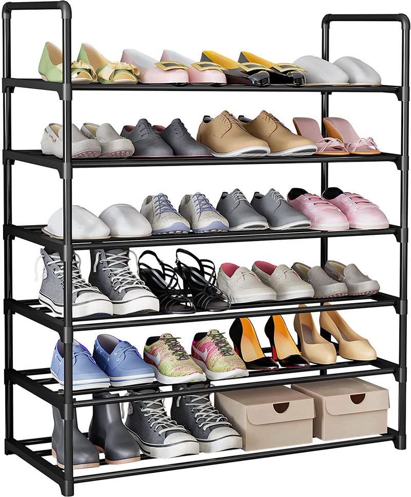 INGIORDAR Shoe Rack 6 Tiers Shoe Shelf Storage Organizer Sturdy and Durable Shoe Stand for Closet Entryway Hallway Bedroom (6 Tier, Black)