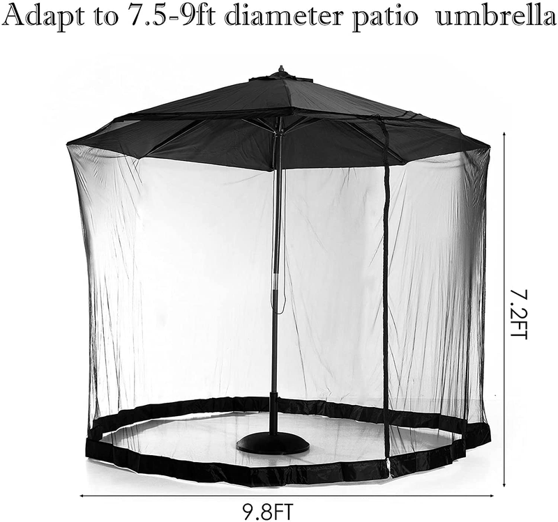 Outdoor Patio Umbrella Netting, Polyester Mesh Net Screen, Universal Canopy Umbrella Net, W/Double Zipper Door, Adjustable Rope, Storage Bag & 8 Stainless Steel Clips Sporting Goods > Outdoor Recreation > Camping & Hiking > Mosquito Nets & Insect Screens Roderick Timothy   