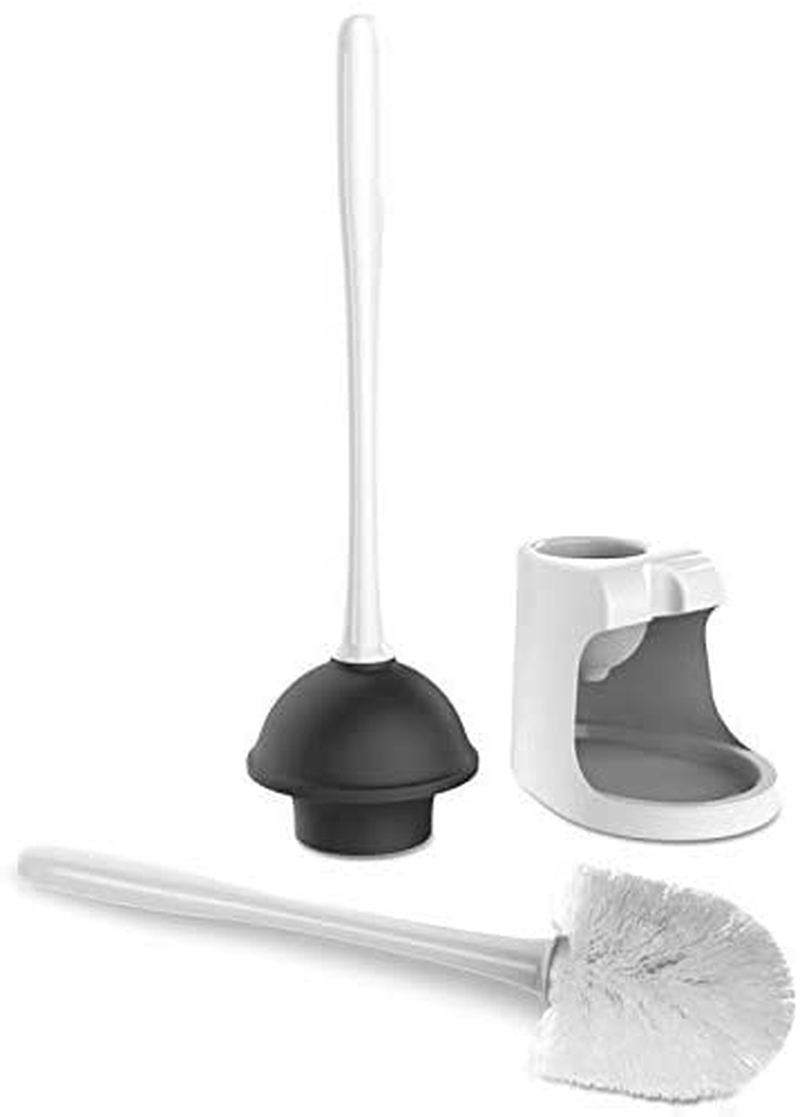 MR.SIGA Toilet Plunger and Bowl Brush Combo for Bathroom Cleaning, White, 1 Set