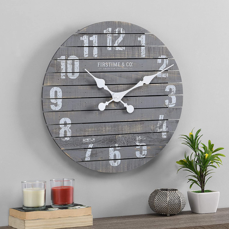 FirsTime & Co. Shiplap Farmhouse Wall Clock, American Crafted, White, 18 x 2 x 18, Home & Garden > Decor > Clocks > Wall Clocks FirsTime & Co. Gray 18 inches 