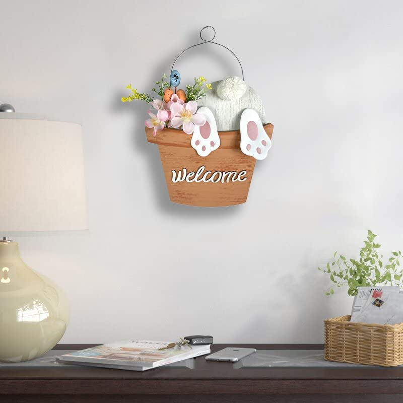 Homirable Easter Sign Welcome Rabbit Decorations for Home Colorful Flower Wooden Wall Hanging Sign Funny Bunny Decor Rustic Home Door Decoration Gift for Garden Yard Indoor Outdoor Holiday 10" X 9.2" Home & Garden > Decor > Seasonal & Holiday Decorations HOMirable   