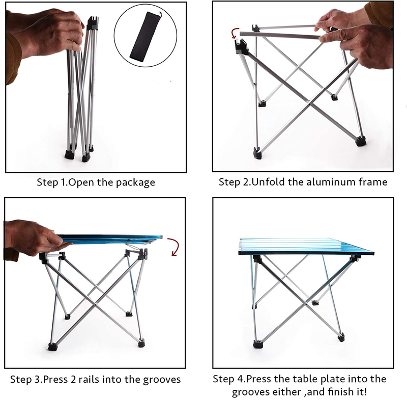 Portable Camping Table 1 Pack,Folding Side Table Aluminum Top for Outdoor Cooking, Hiking, Travel, Picnic(Blue,Small) Sporting Goods > Outdoor Recreation > Camping & Hiking > Camp Furniture Tesouro   