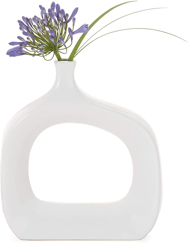 Torre & Tagus Open Ceramic Donut Vase for Home Decoration, Wide, White Home & Garden > Decor > Vases Torre & Tagus   