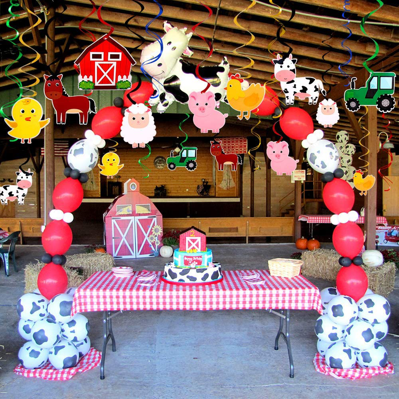 Farm Animal Hanging Swirls Party Ceiling Decorations Barnyard Theme Birthday Baby Shower Decor Event Supplies 30CT Home & Garden > Decor > Seasonal & Holiday Decorations Faisichocalato   