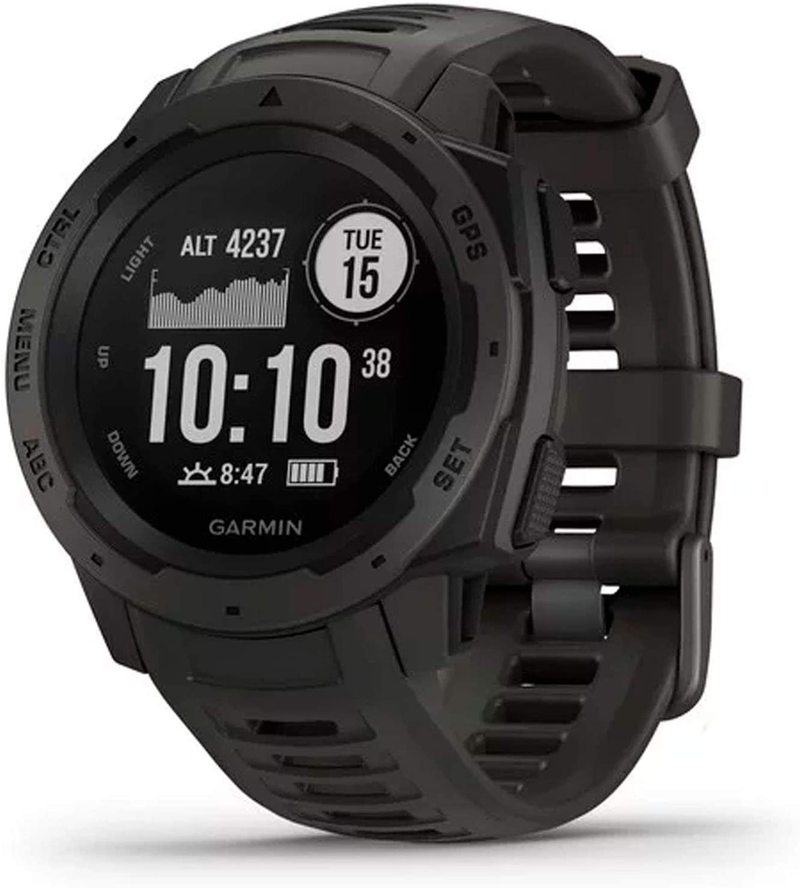 Garmin 010-02064-00 Instinct, Rugged Outdoor Watch with GPS, Features Glonass and Galileo, Heart Rate Monitoring and 3-Axis Compass, Graphite Apparel & Accessories > Jewelry > Watches Garmin Graphite Instinct 
