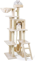 rabbitgoo Cat Tree Cat Tower 61" for Indoor Cats, Multi-Level Cat Condo with Hammock & Scratching Posts for Kittens, Tall Cat Climbing Stand with Plush Perch & Toys for Play Rest Animals & Pet Supplies > Pet Supplies > Cat Supplies > Cat Beds rabbitgoo Creamy Beige  