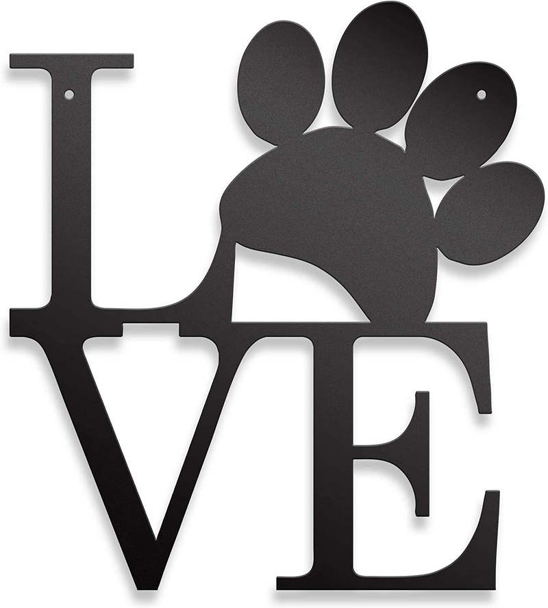 Steel Roots Decor Dog Paw Love Wall Decor Dog Lover Home Decor – Dog Mom Gifts - Dog Decor Metal Wall Art - Living Room, Bedroom or Nursery Decor - Indoor and Outdoor - Laser Cut 12 Inch (Black)