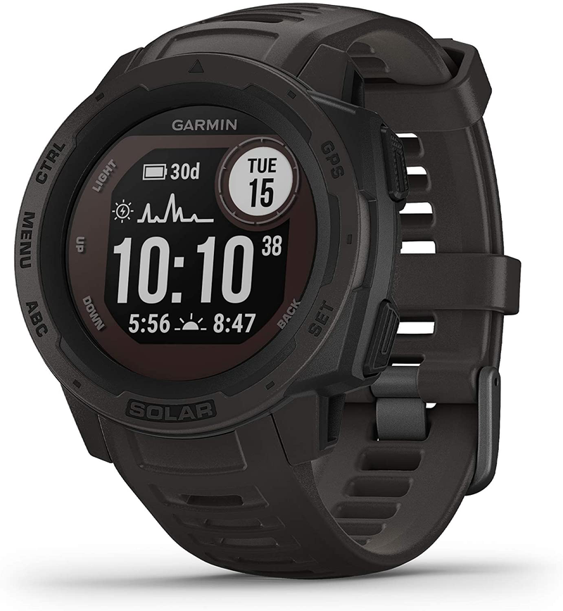 Garmin 010-02064-00 Instinct, Rugged Outdoor Watch with GPS, Features Glonass and Galileo, Heart Rate Monitoring and 3-Axis Compass, Graphite Apparel & Accessories > Jewelry > Watches Garmin Graphite - Solar Instinct Solar 