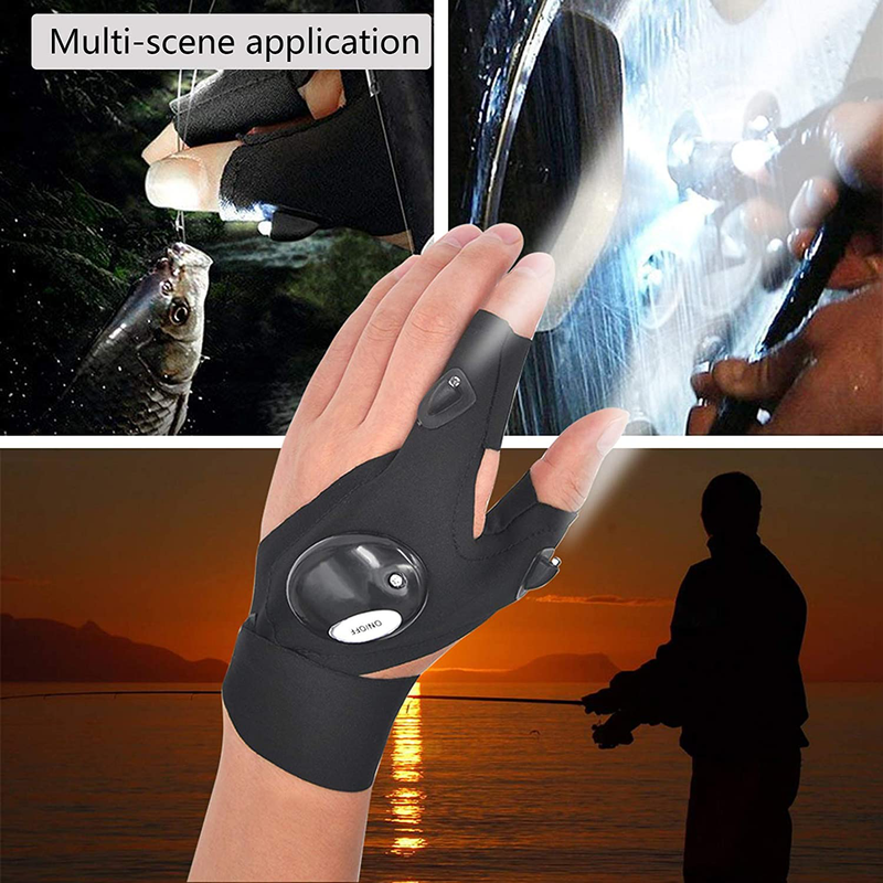 LED Flashlight Glove Gifts for Men Father Day Outdoor Fishing Gloves Dad Men Gifts with Stretchy Strap Screwdriver for Repairing Cars Night Running Fishing Camping Hiking in Dark Place (1 Pair) Sporting Goods > Outdoor Recreation > Camping & Hiking > Camping Tools Mylivell   