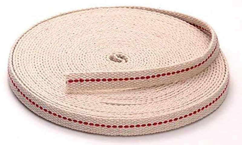 Light of Mine 3/8" Inch 100% Cotton Flat Wick 6 Foot Roll for Paraffin Oil or Kerosene Based Lanterns and Oil Lamps with Genuine Red Stitch (3/8")