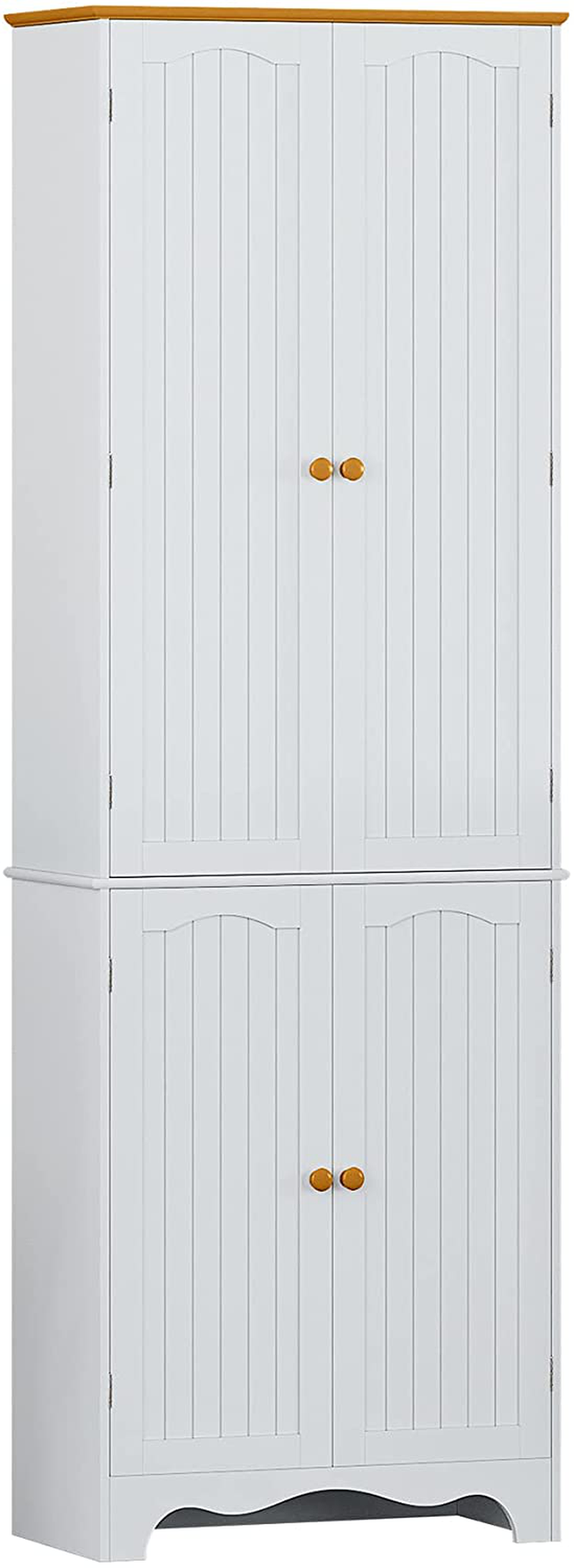 HOMEFORT 72" Tall Pantry Cabinet, Wood Kitchen Pantry, Freestanding Kitchen Cupboard with 2 Cabinets and Adjustable Storage Shelves, Space Saving Floor Cabinet,In Creamy White Home & Garden > Kitchen & Dining > Food Storage HOMEFORT Creamy White  