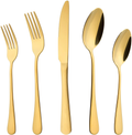Silverware Set, ENLOY 20 Pieces Stainless Steel Flatware Cutlery Set, Include Knife Fork Spoon, Mirror Polished, Dishwasher Safe, Service for 4 Home & Garden > Kitchen & Dining > Tableware > Flatware > Flatware Sets ENLOY Gold  
