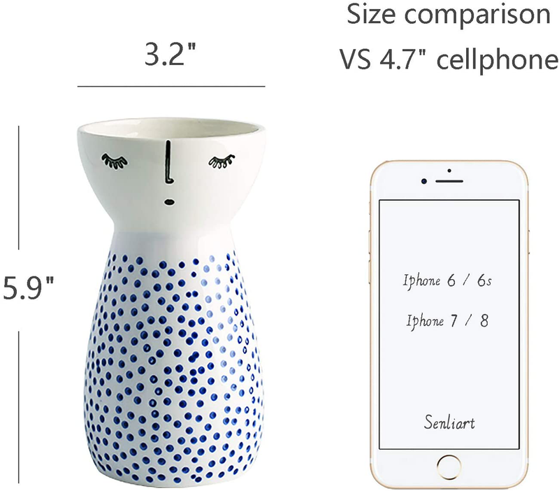 Senliart White Ceramic Vase, Small Flower Vases for Home Décor, 5.9 X 3.2 (Polka Dot) Home & Garden > Decor > Vases Senliart   