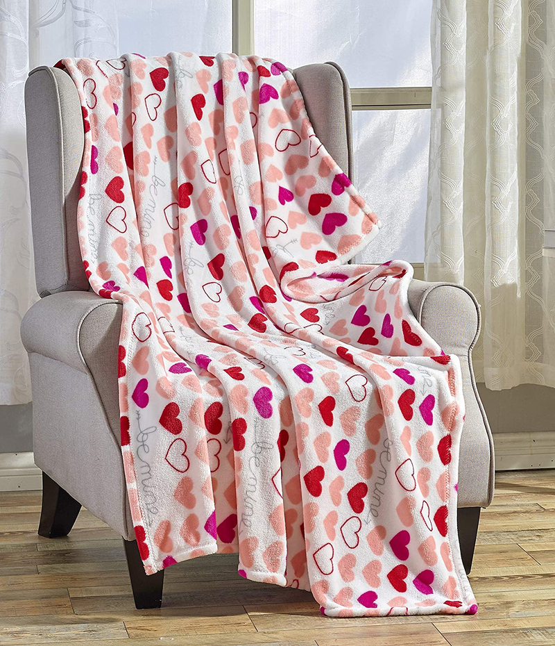 Décor&More Amor Eterno Be Mine Love Collection Valentine'S Day Heart Ultra Plush Throw Blanket (50" X 60") - Whimsical Hearts Home & Garden > Decor > Seasonal & Holiday Decorations Décor&More Be Mine  