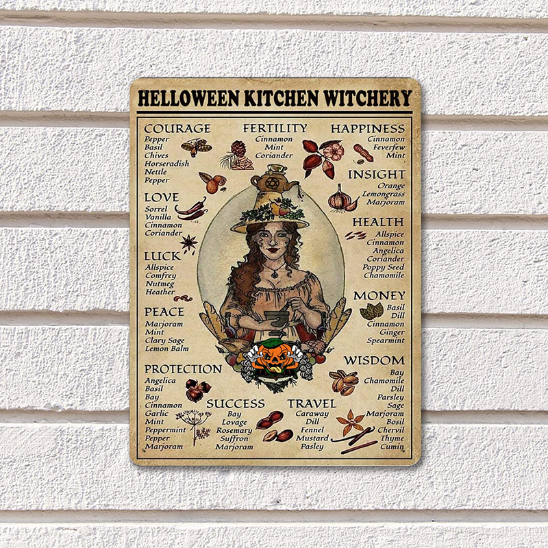 Eeypy Halloween Kitchen Witchery Witch for Vintage Poster Metal Tin Signs Iron Painting Plaque Wall Decor Bar Cat Club Novelty Funny Bathroom Toilet Paper Retro Parlor Cafe Store