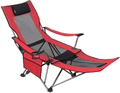 OUTDOOR LIVING SUNTIME Camping Folding Portable Mesh Chair with Removabel Footrest Sporting Goods > Outdoor Recreation > Camping & Hiking > Camp Furniture OUTDOOR LIVING SUNTIME Red  