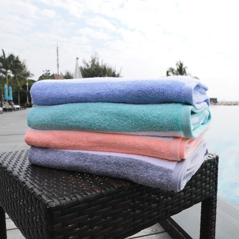 HENBAY Fluffy Large Beach Towel - 4 Pack Plush 30 x 60 Inch Cotton Pool Towel, Oversized Mixture Striped Swimming Cabana Towel Home & Garden > Linens & Bedding > Towels HENBAY   