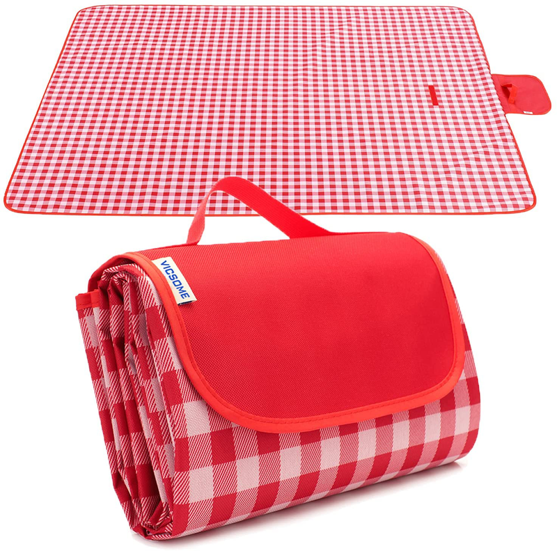 Extra Large Picnic Blanket, VICSOME 77''X79'' Dual Layers Sandproof Waterproof Oversized for 6-8 People Beach Blanket, Foldable Machine Washable Mat for Camping Hiking Park Music Festivals and Travel Home & Garden > Lawn & Garden > Outdoor Living > Outdoor Blankets > Picnic Blankets VICSOME Red M (57''x79'') 