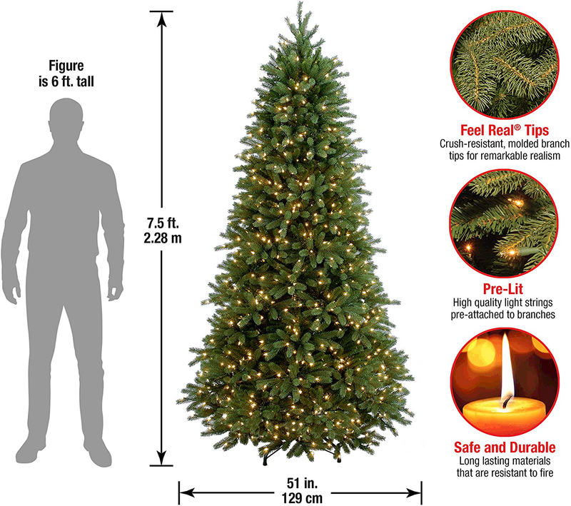 National Tree Company 'Feel Real' Pre-lit Artificial Christmas Tree | Includes Pre-strung White Lights and Stand | Jersey Fraser Fir Slim- 7.5 ft Home & Garden > Decor > Seasonal & Holiday Decorations > Christmas Tree Stands National Tree   