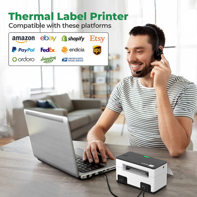 MUNBYN Thermal Label Printer 4x6, 150mm/s Direct Desktop USB Thermal Shipping Label Printer for Shipping Packages Postage Home Small Business, Compatible with Etsy, Shopify,Ebay, Amazon, FedEx, UPS Office Supplies > Office Equipment > Label Makers MUNBYN   