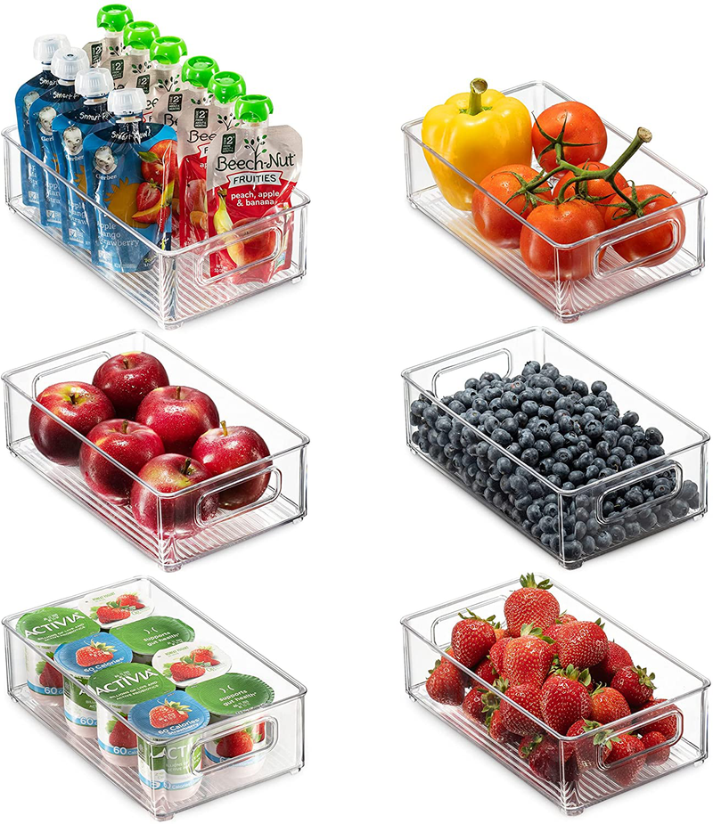 Set of 8 Refrigerator Pantry Organizer Bins - 4 Big and 4 Small Clear Food Storage Baskets for Kitchen, Countertops, Cabinets, Freezer, Bedrooms, Bathrooms - Plastic Household Storage Containers Home & Garden > Kitchen & Dining > Food Storage Seseno   