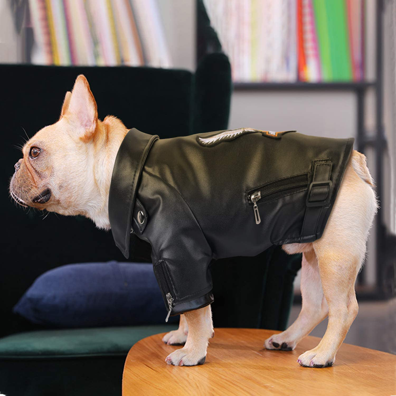 Soft Puppy PU Leather Jacket Waterproof Coat Winter Warm Clothes for Pet Dog Cat…