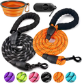 COOYOO 2 Pack Dog Leash 5 FT Heavy Duty - Comfortable Padded Handle - Reflective Dog Leash for Medium Large Dogs with Collapsible Pet Bowl Animals & Pet Supplies > Pet Supplies > Dog Supplies COOYOO Set 4-Black+Orange 0.3in. x 5ft.(for dogs weight 0-18lbs.) 