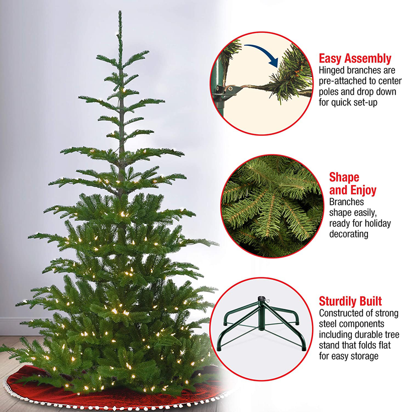 National Tree Company 'Feel Real' Pre-lit Artificial Christmas Tree | Includes Pre-strung White Lights and Stand | Norwegian Spruce - 7.5 ft