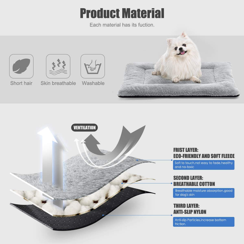 SIWA MARY Dog Bed Mat Soft Crate Pad Washable Anti-Slip Mattress for Large Medium Small Dogs and Cats Kennel Pad Animals & Pet Supplies > Pet Supplies > Dog Supplies > Dog Beds SIWA MARY   