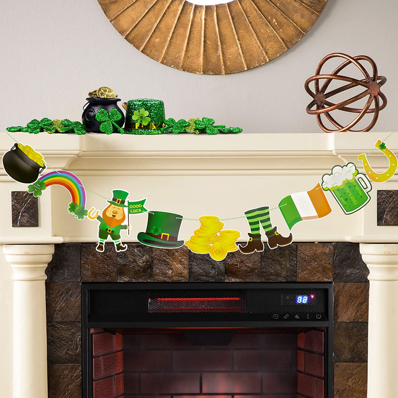 St Patricks Day Decorations,St. Patricks Day Decor for Home Banner, Lucky Shamrock Clover Leprechaun Hat Beers for Lucky Day,Saint Patricks Day Irish Party Decorations Supplies Accessories Arts & Entertainment > Party & Celebration > Party Supplies Likeny   