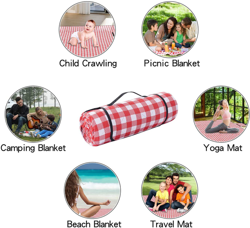 FIDENACK Picnic Blankets Extra Large - 80" x 80" Lightweight Blanket -Thickened Upgrade Oversized XL Folding Waterproof Portable Mat for Outdoor Picnics, Camping-Red and White Home & Garden > Lawn & Garden > Outdoor Living > Outdoor Blankets > Picnic Blankets FIDENACK   