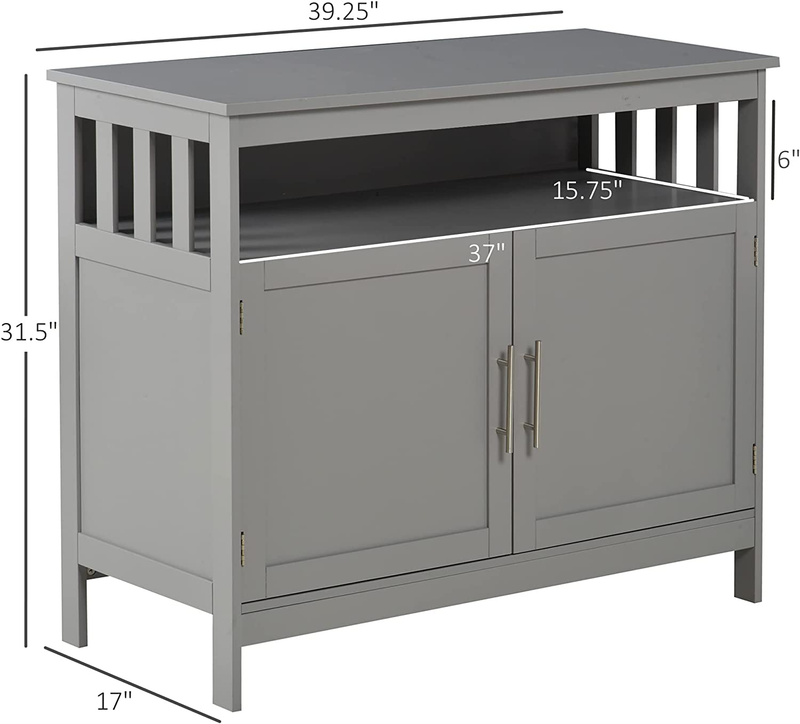 HOMCOM Kitchen Buffet Sideboard, Wooden Storage Console Table with 2-Level Cabinet and Open Shelf, Grey Home & Garden > Kitchen & Dining > Food Storage HOMCOM   