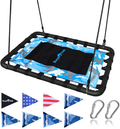 Giant Platform Tree Swing, 700 lb Weight Capacity, Durable Steel Frame, Waterproof, Adjustable Ropes, Flag Set and 2 Carabiners, Non-Stop Fun for Kids! Home & Garden > Lawn & Garden > Outdoor Living > Porch Swings Royal Oak Blue Camo  