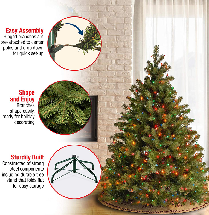 National Tree Company 'Feel Real' Pre-lit Artificial Christmas Tree | Includes Pre-strung Multi-Color Lights and Stand | Downswept Douglas Fir - 4.5 ft Home & Garden > Decor > Seasonal & Holiday Decorations > Christmas Tree Stands National Tree Company   