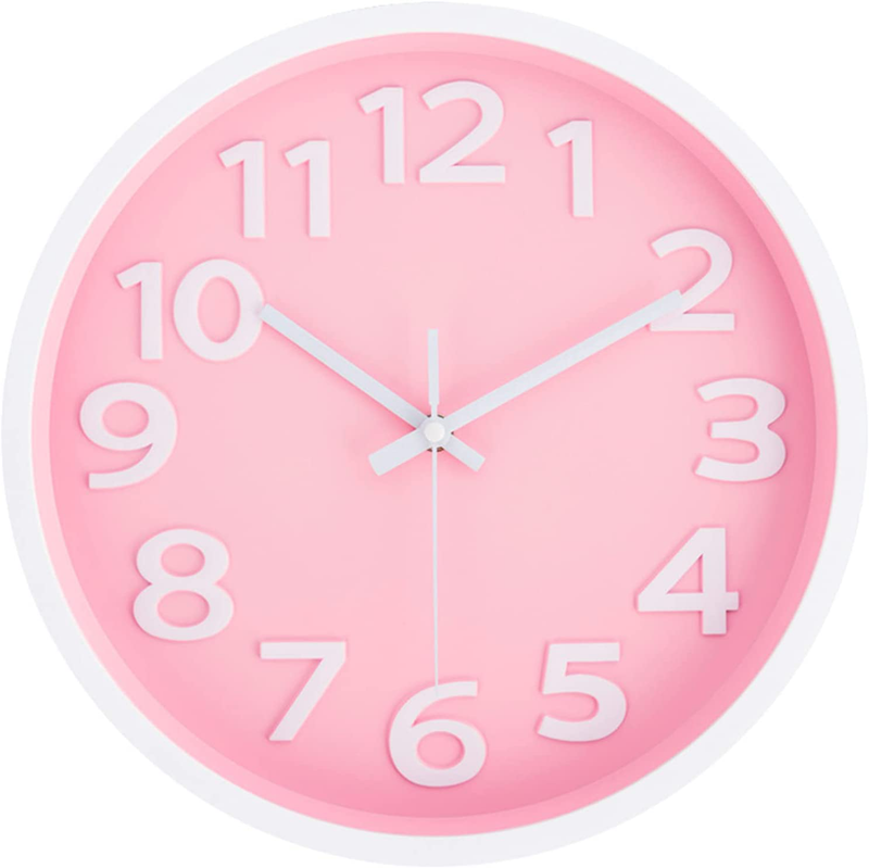 Filly Wink Modern Wall Clock Silent Non-Ticking Sweep Movement Battery Operated Easy to Read Home/Office/School Clock 12 Inch Blue Home & Garden > Decor > Clocks > Wall Clocks Filly Wink Pink  