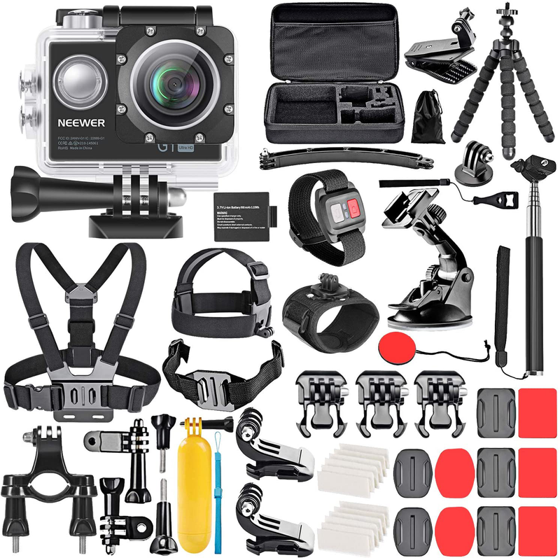 Neewer G1 Ultra HD 4K Action Camera Kit Includes 12MP, 98 ft Underwater Waterproof Camera 170 Degree Wide Angle WiFi Sports Cam High-tech Sensor with 50-in-1 Action Camera Accessory Kit Cameras & Optics > Cameras > Video Cameras Neewer Default Title  