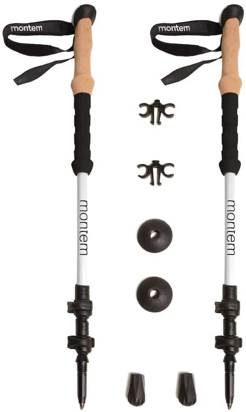 Montem Ultra Strong Trekking, Walking, and Hiking Poles - One Pair (2 Poles) - Collapsible, Lightweight, Quick Locking, and Ultra Durable Sporting Goods > Outdoor Recreation > Camping & Hiking > Hiking Poles Montem White  