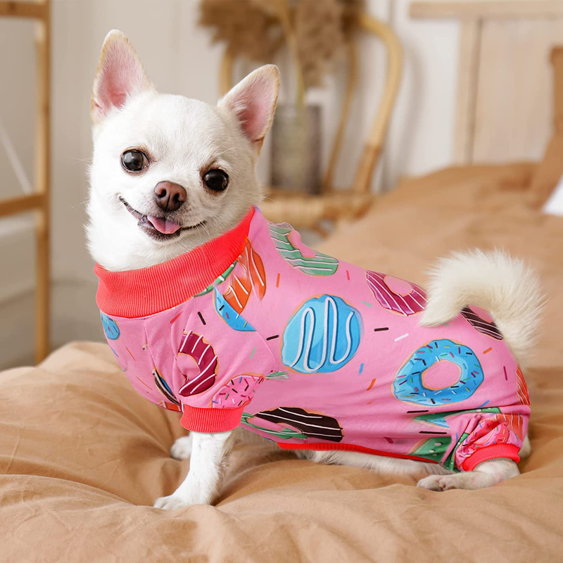 Pedgot 2 Pack Adorable Dog Pajamas Breathable Puppy Jumpsuit Soft Dog Clothes Fashionable Dog Apparel Dog Pjs