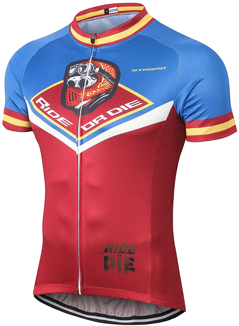 MR Strgao Men's Cycling Jersey Bike Short Sleeve Shirt Sporting Goods > Outdoor Recreation > Cycling > Cycling Apparel & Accessories Mengliya Racing Large 