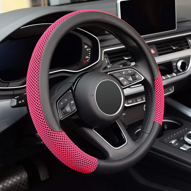 KAFEEK Steering Wheel Cover, Universal 15 inch, Microfiber Leather Viscose, Breathable, Anti-Slip,Warm in Winter and Cool in Summer, Black Vehicles & Parts > Vehicle Parts & Accessories > Vehicle Maintenance, Care & Decor > Vehicle Decor > Vehicle Steering Wheel Covers ‎KAFEEK Red  