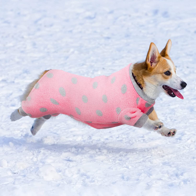 Pedgot 2 Pieces Dog Pajamas Flannel Dog Onesie Warm Pet Clothes Soft Dog Pjs Dog Apparel Dog Jumpsuit Jammies with Legs for Pet Dog Cat