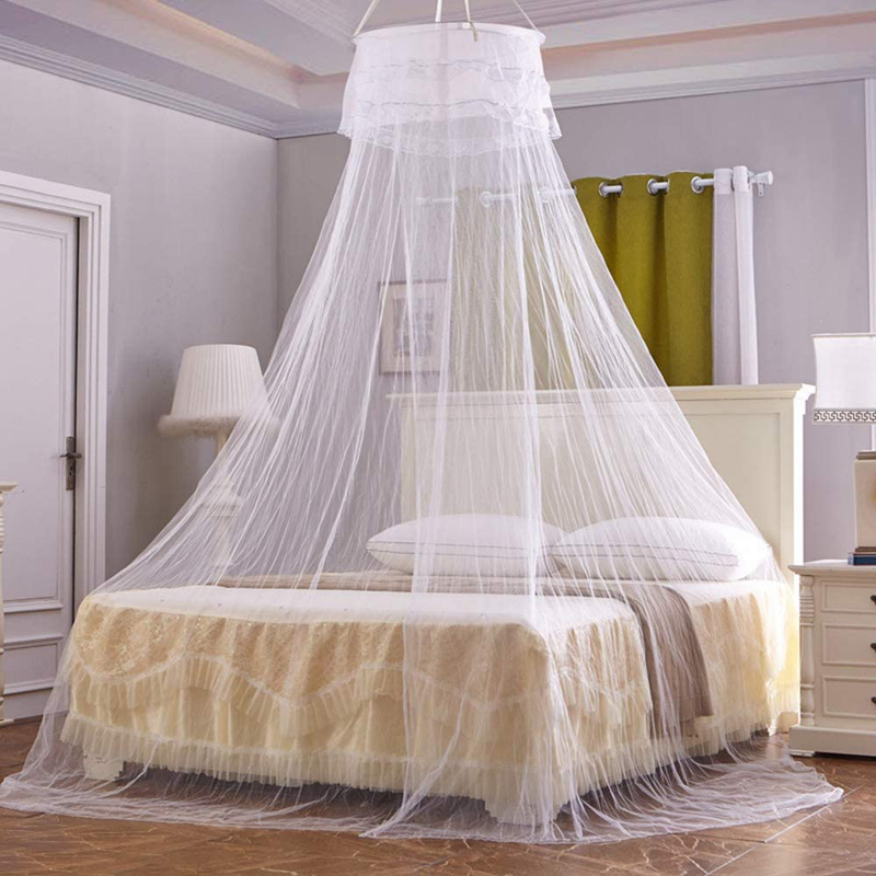 HZAZF Elegant Mosquito Net, Breathable Pop up round Lace Dome Bed Canopy, Hanging Mosquito Mesh Net Easy Installation, Ideal for Indoors or Outdoors, No Chemicals (White) Sporting Goods > Outdoor Recreation > Camping & Hiking > Mosquito Nets & Insect Screens HZAZF   