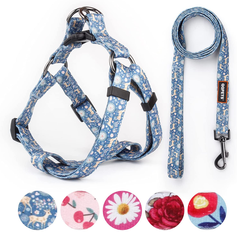 QQPETS Dog Harness Leash Set Adjustable Heavy Duty No Pull Halter Harnesses for Small Medium Large Breed Dogs Back Clip Anti-Twist Perfect for Walking Animals & Pet Supplies > Pet Supplies > Dog Supplies Guangzhou QQPETS Pet Products Co., Ltd. Dream Blue L(23"-32" Chest Girth) 