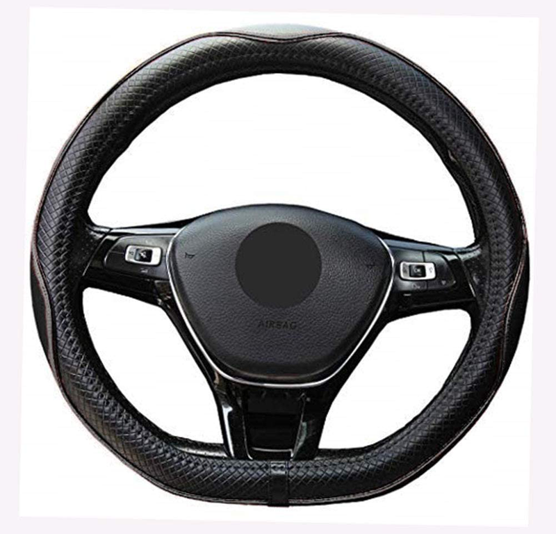 Mayco Bell Microfiber Leather Car Medium Steering wheel Cover (14.5''-15'',Black Dark Blue) Vehicles & Parts > Vehicle Parts & Accessories > Vehicle Maintenance, Care & Decor > Vehicle Decor > Vehicle Steering Wheel Covers Mayco Bell Black Gray D Shape 