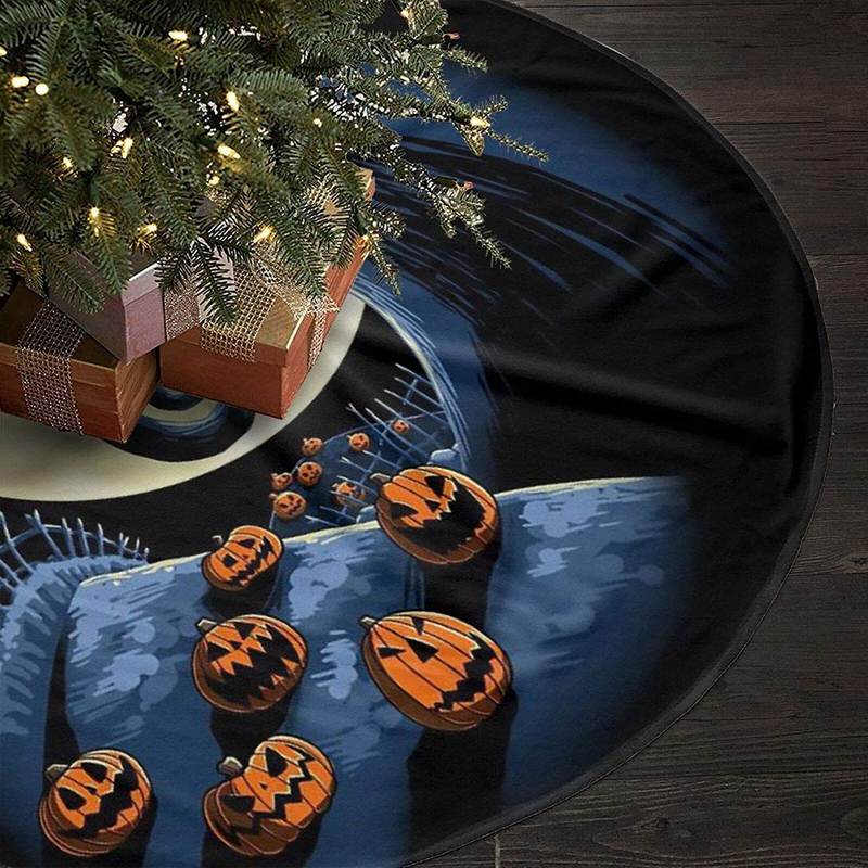 JEEFANS The Nightmare Before Christmas Christmas Tree Skirt, for Xmas Holiday Party Supplies Large Tree Mat Decor, Halloween Ornaments 36 Inch Home & Garden > Decor > Seasonal & Holiday Decorations > Christmas Tree Skirts JEEFANS   